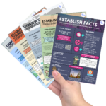 A hand holding infographics